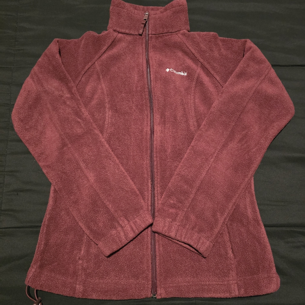 Columbia‎ Womens Fleece Jacket Zip Up Coat Burgundy Size Small